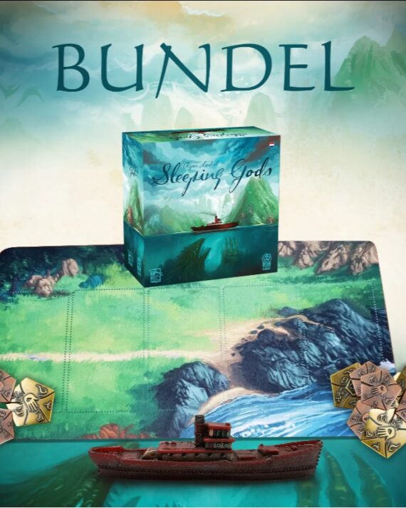 Sleeping Gods Bundel met playmat, metalen munten + promo pack - bordspel Keep Exploring Games