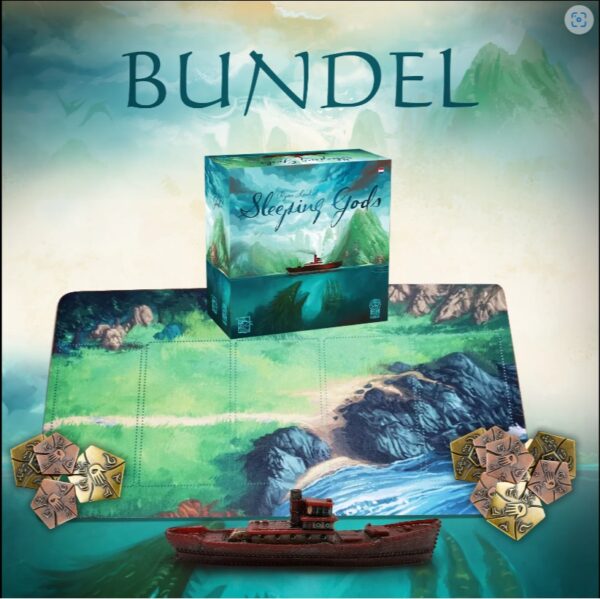Sleeping Gods Bundel met playmat, metalen munten + promo pack - bordspel Keep Exploring Games